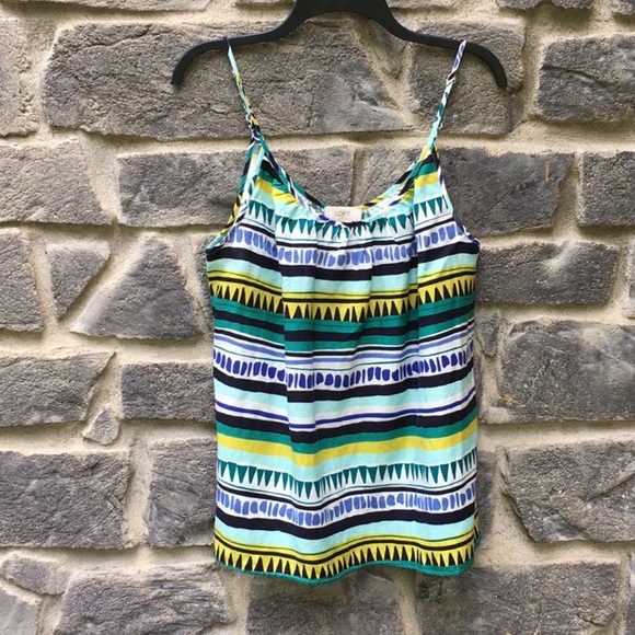 LOFT Tops - Loft Geometric Striped Linen Tank